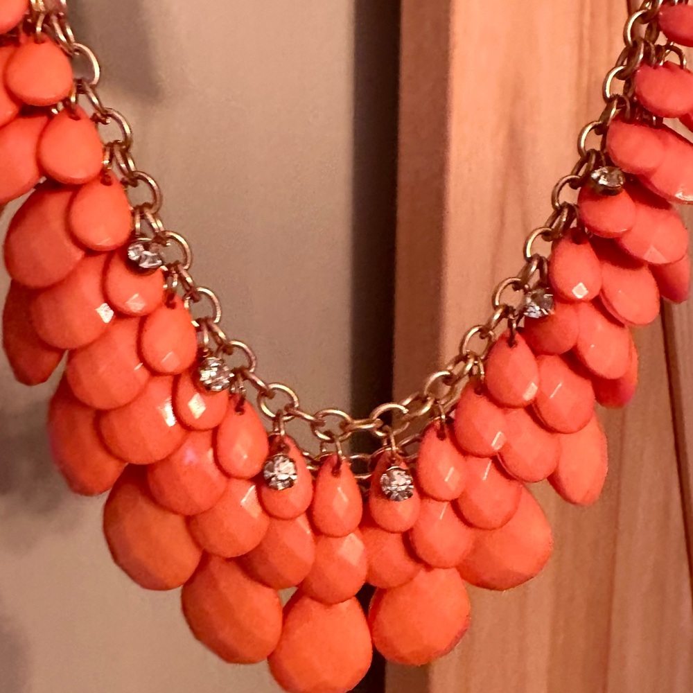 Coral color  Statement Necklace